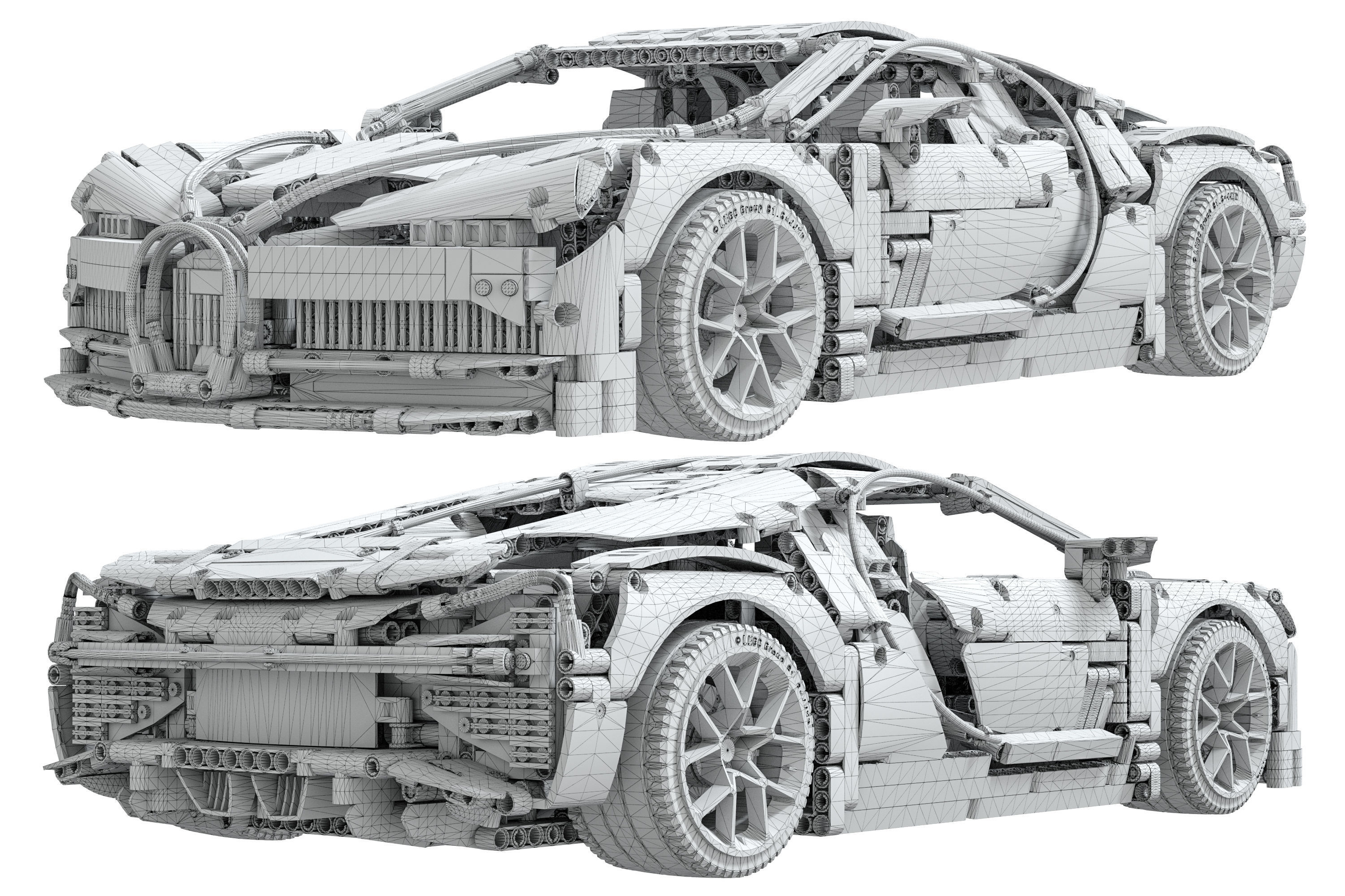 Designer LEGO TECHNIC Bugatti Chiron 3599 parts 3D model_5