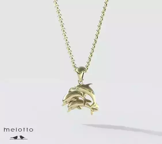 pendant dolphin gold on chain
