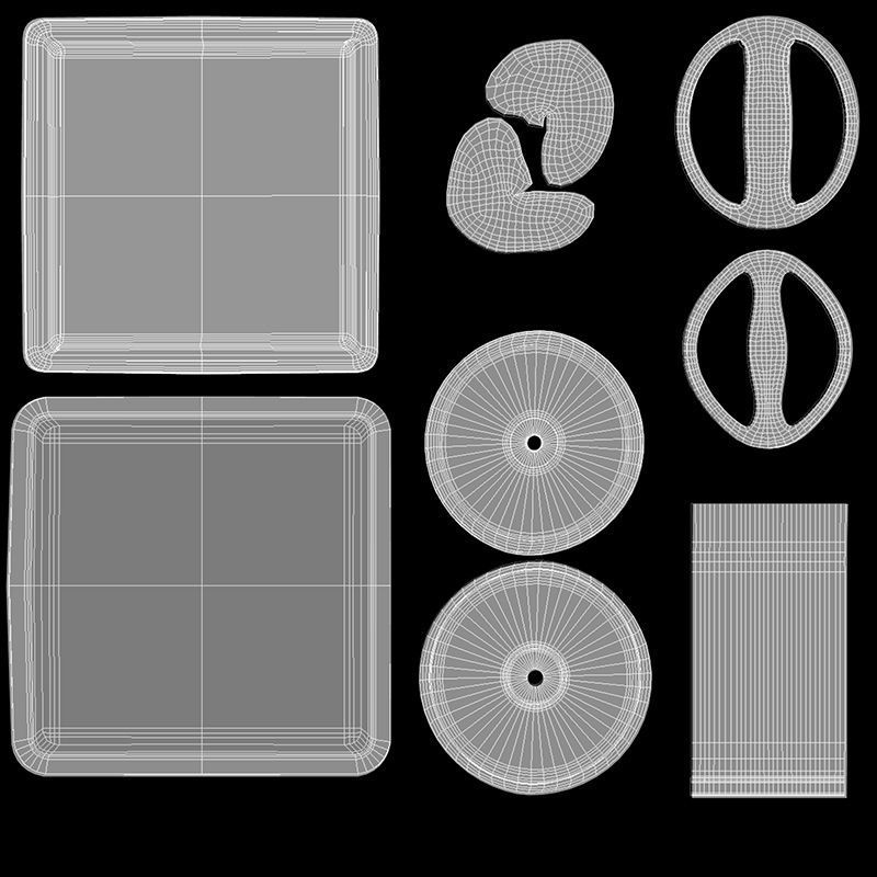 Square Enamel Pin Low-poly 3D model_5