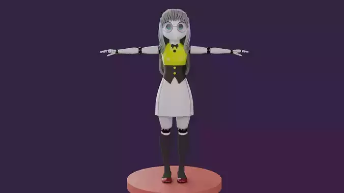 Sci fi Robot Girl - READY TO RIG Low-poly 3D model