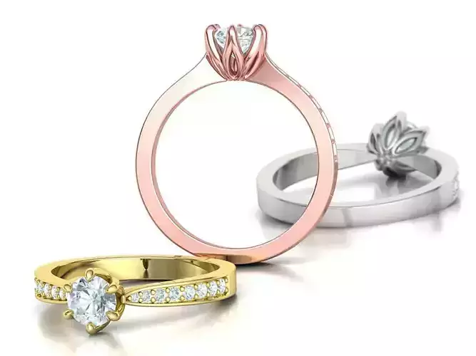 6 prong Engagement Ring Half Carat Stone 3dmodel