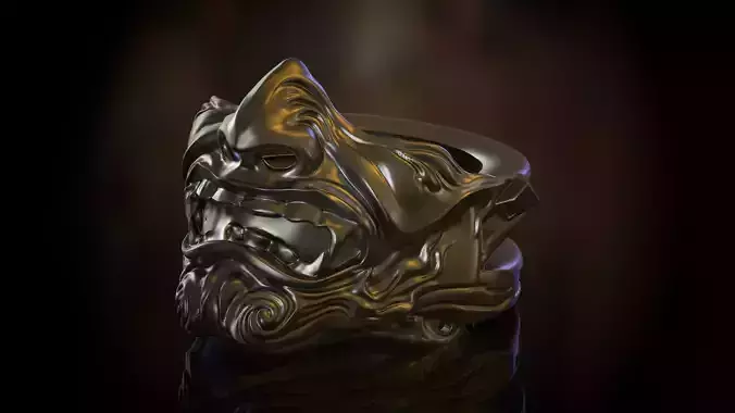 Oni samurai mask ring 
