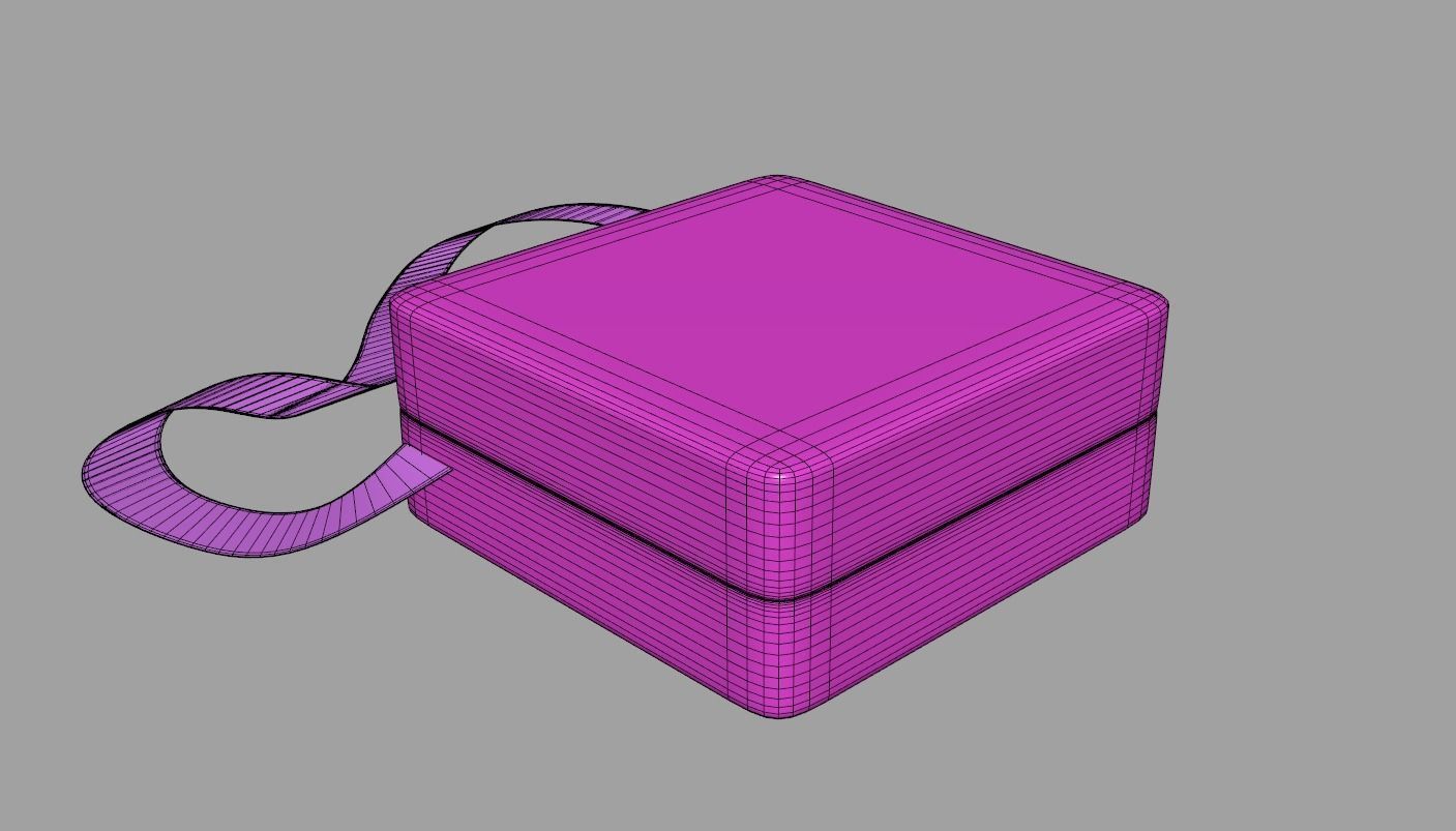 Gift Box with Strip 3D model_4
