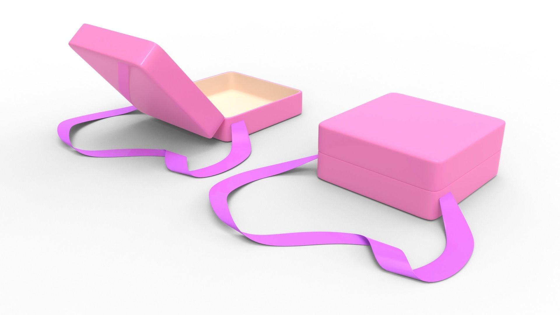 Gift Box with Strip 3D model_3