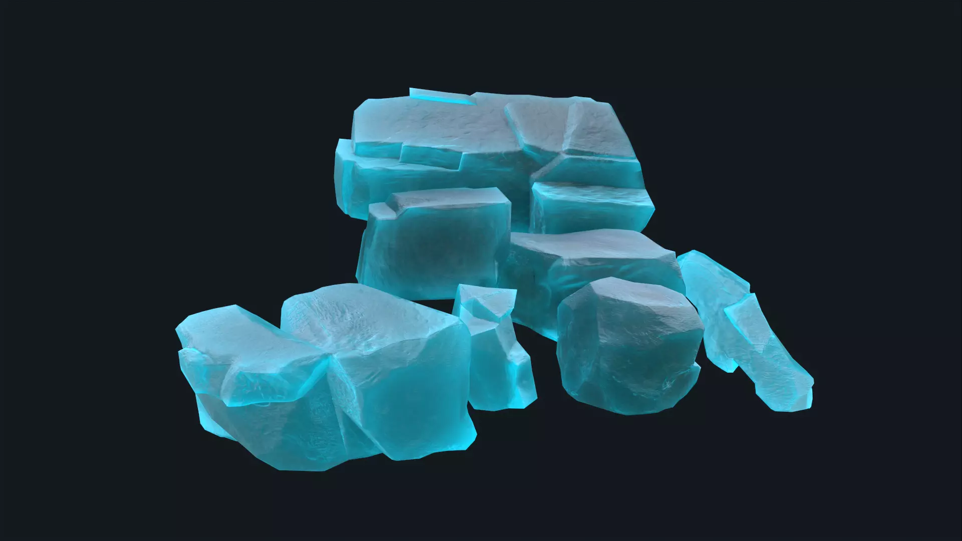 Ice Rocks Set Low-poly 3D model_0