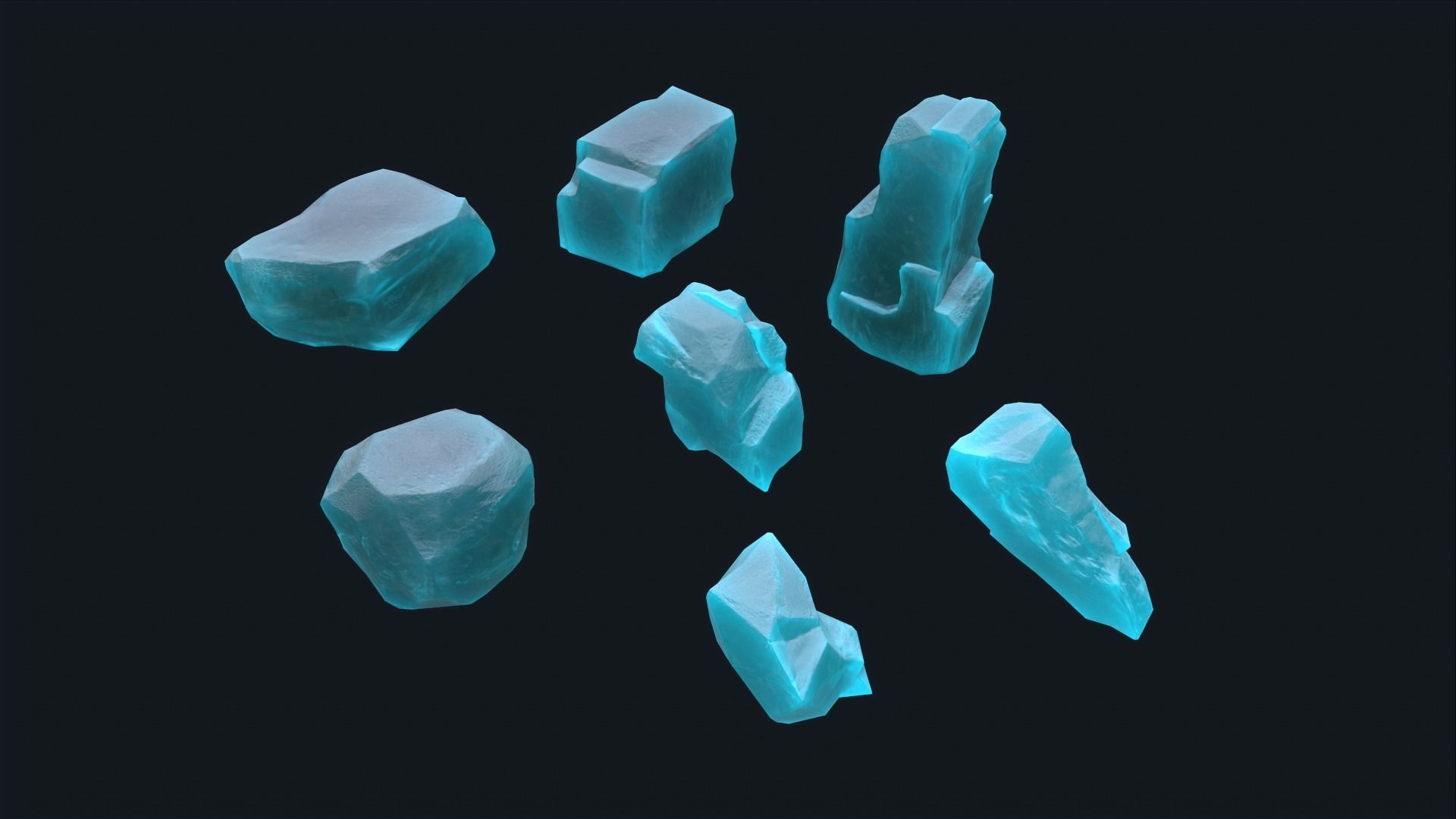 Ice Rocks Set Low-poly 3D model_2
