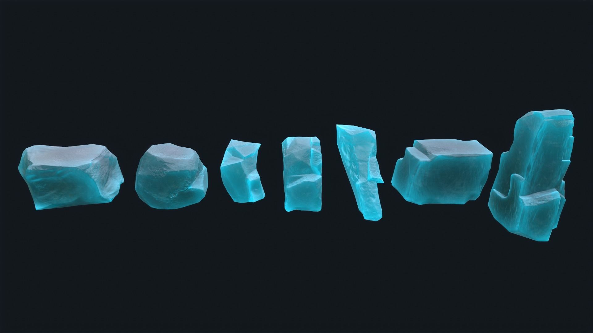 Ice Rocks Set Low-poly 3D model_4