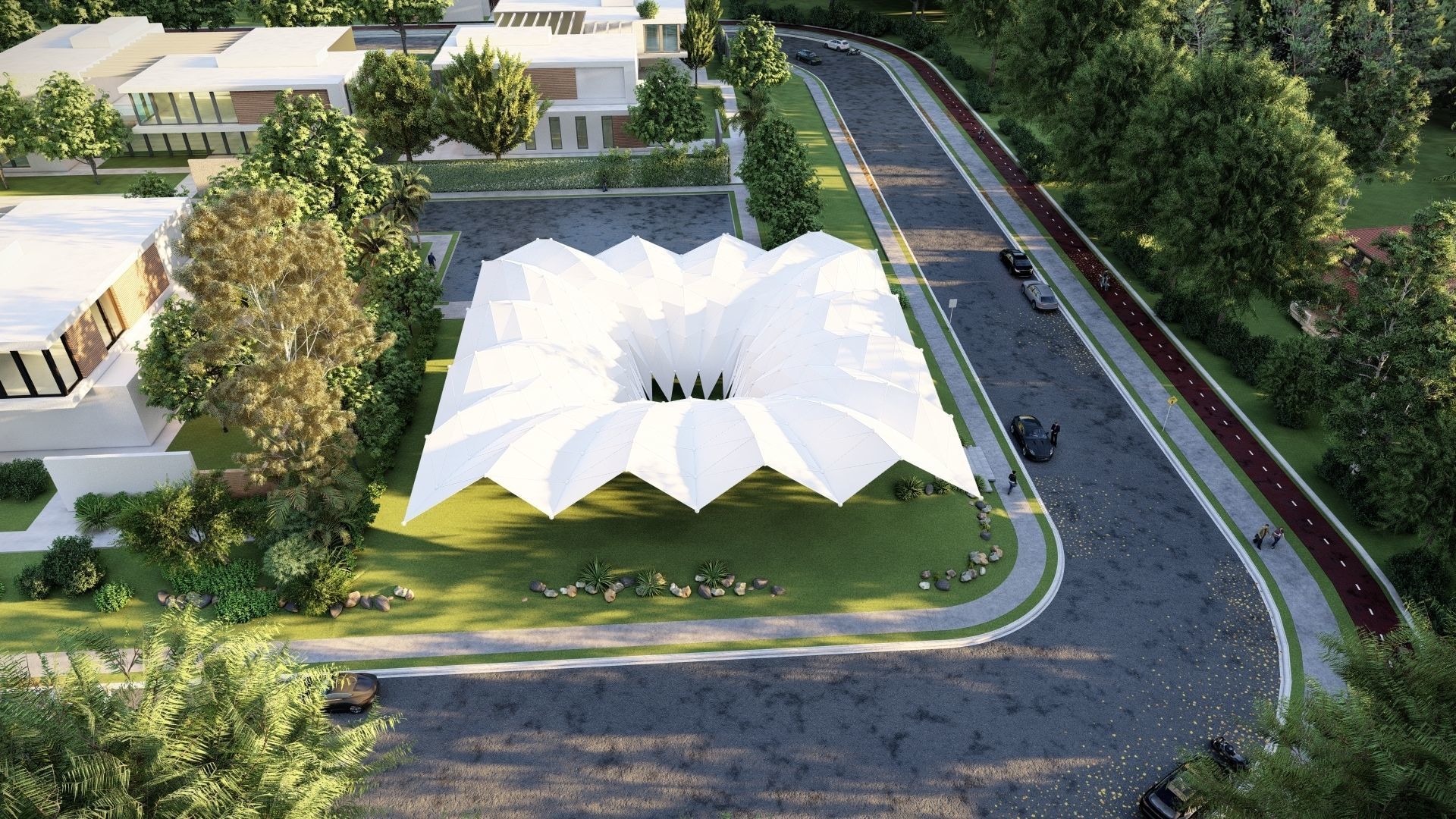 Folded Shade Structure Pavilions Architecture 3D model_23