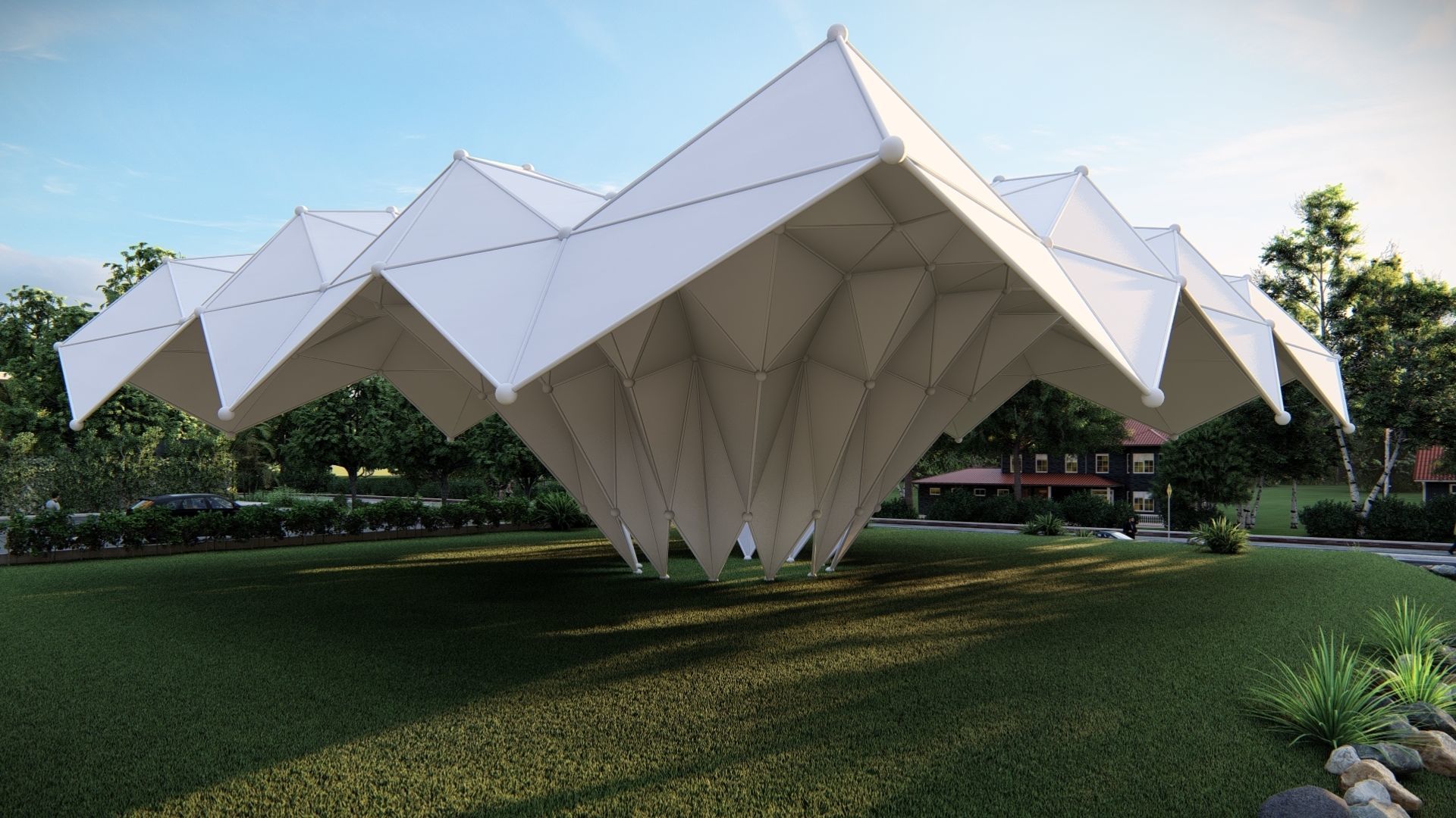 Folded Shade Structure Pavilions Architecture 3D model_7