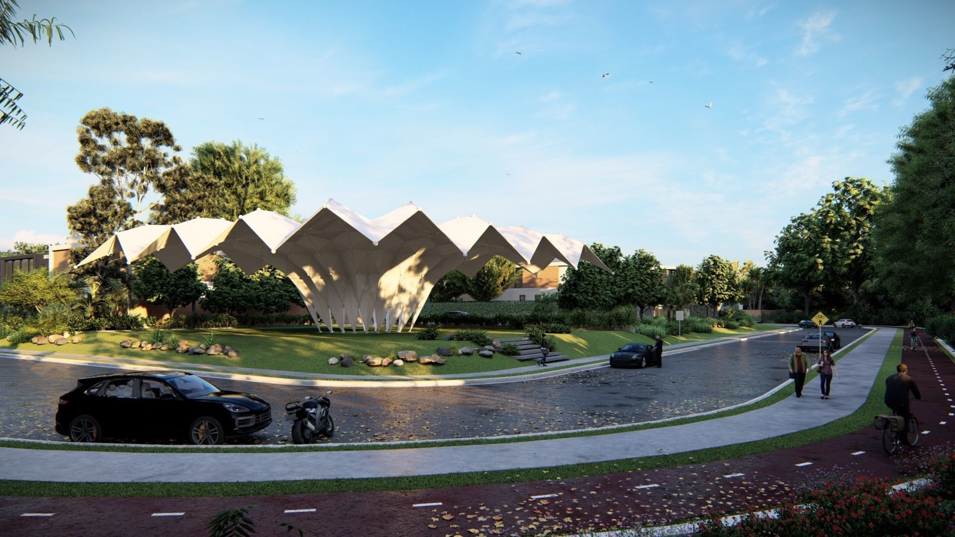 Folded Shade Structure Pavilions Architecture 3D model_18