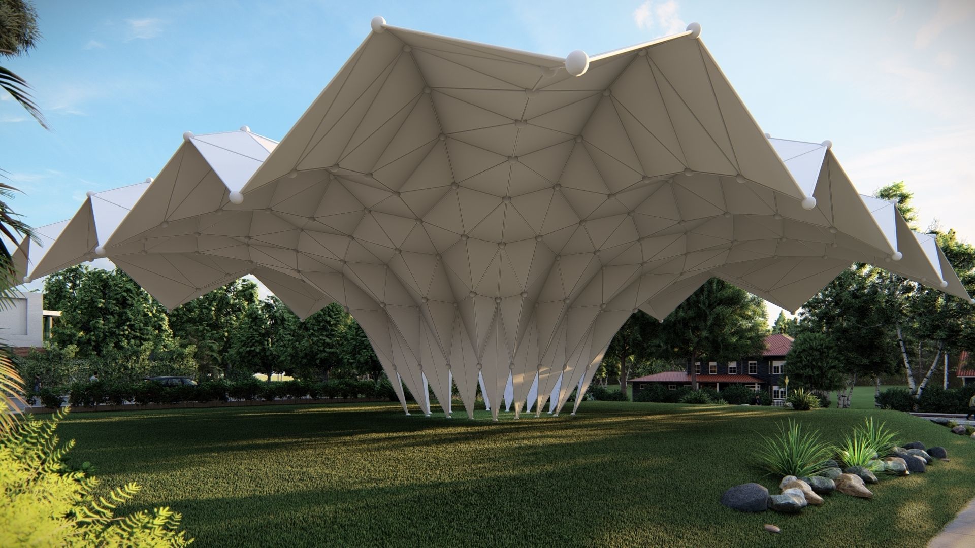 Folded Shade Structure Pavilions Architecture 3D model_21