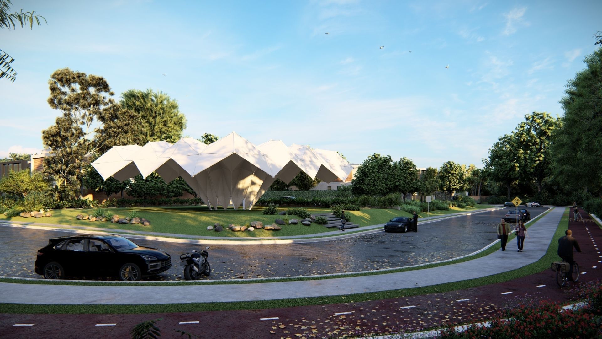 Folded Shade Structure Pavilions Architecture 3D model_4