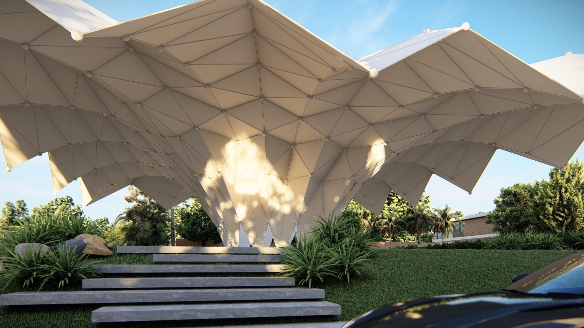 Folded Shade Structure Pavilions Architecture 3D model_17