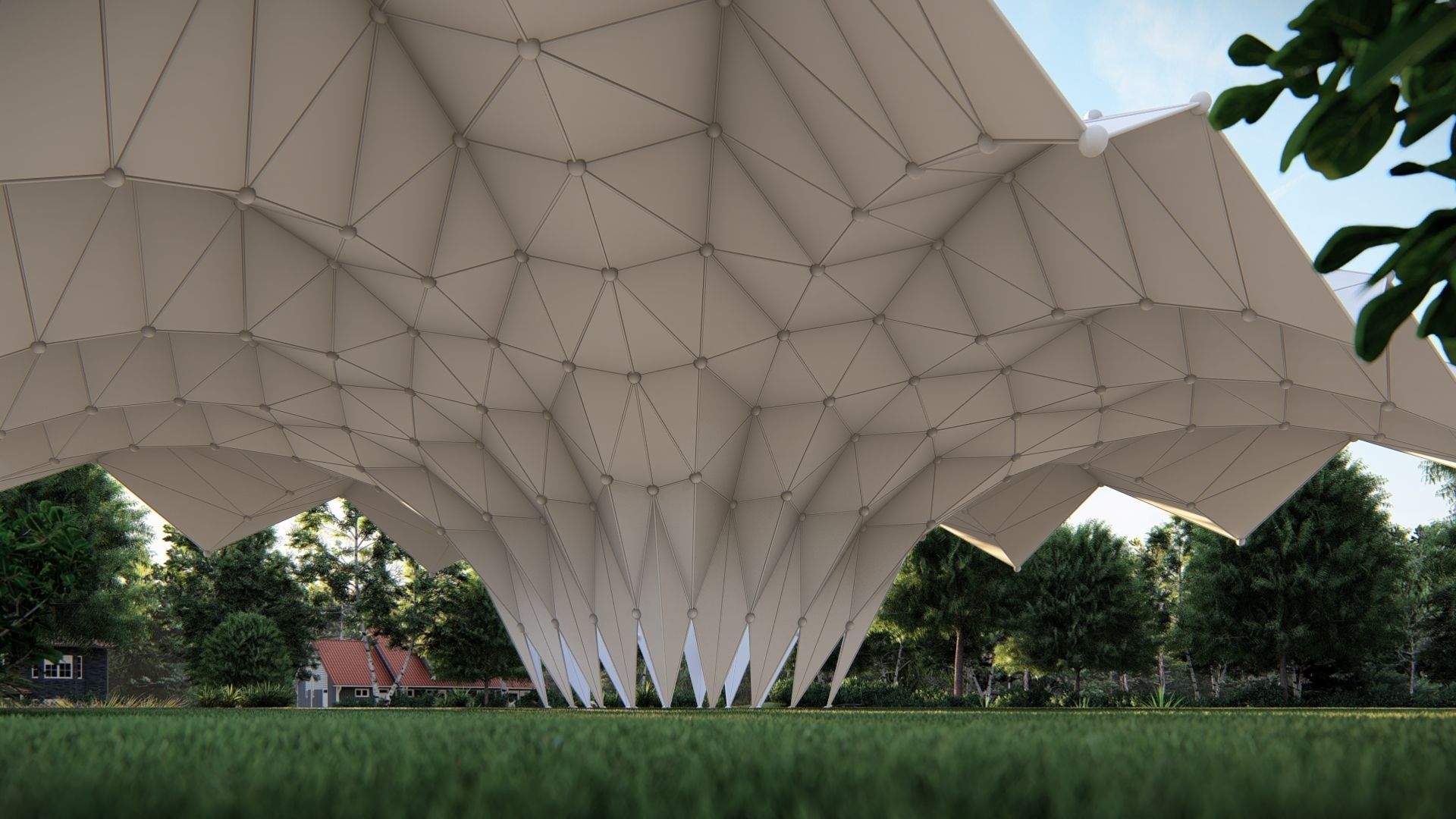Folded Shade Structure Pavilions Architecture 3D model_20