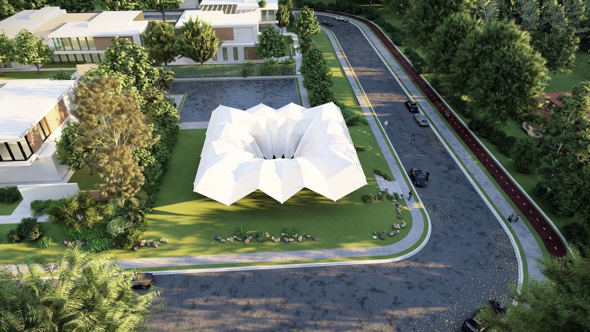 Folded Shade Structure Pavilions Architecture 3D model_9