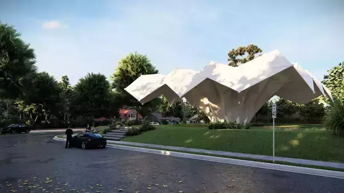 Folded Shade Structure Pavilions Architecture 3D model