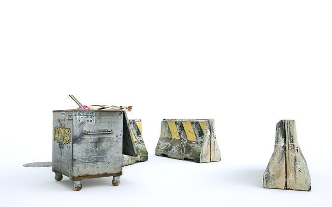 Street object set pack 3d model Low-poly 3D model 3