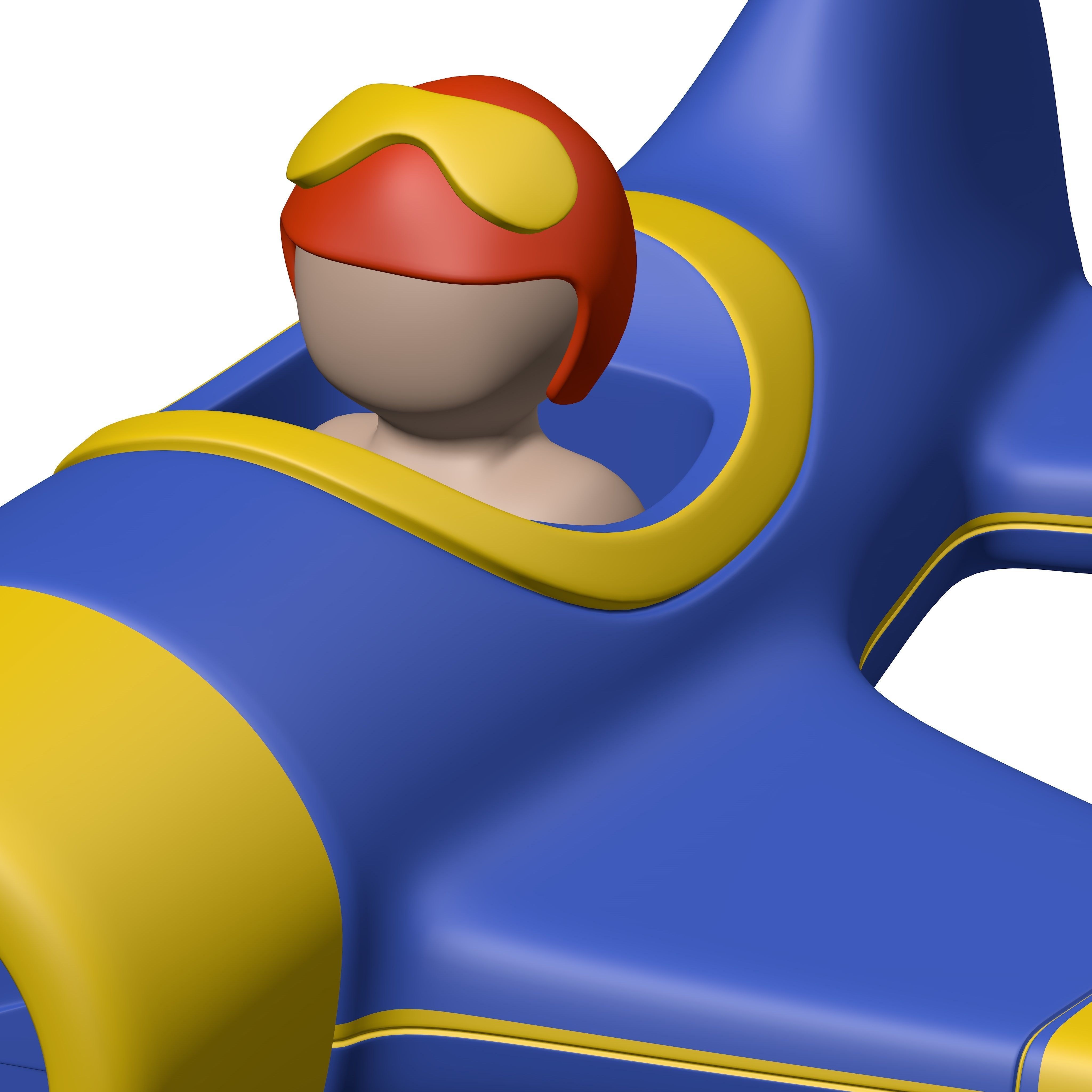 Cartoon Plane with Pilot Low-poly 3D model_6