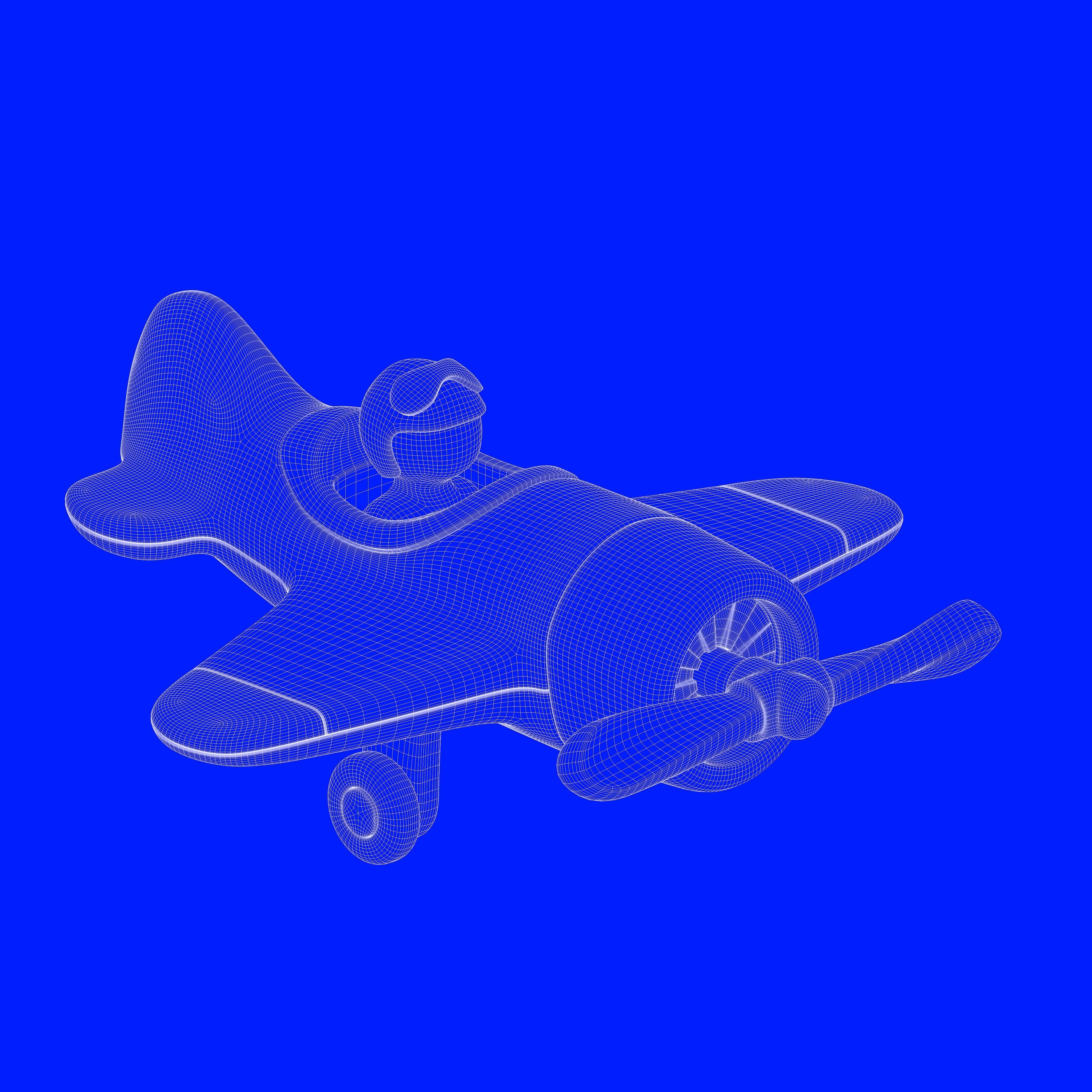 Cartoon Plane with Pilot Low-poly 3D model_9