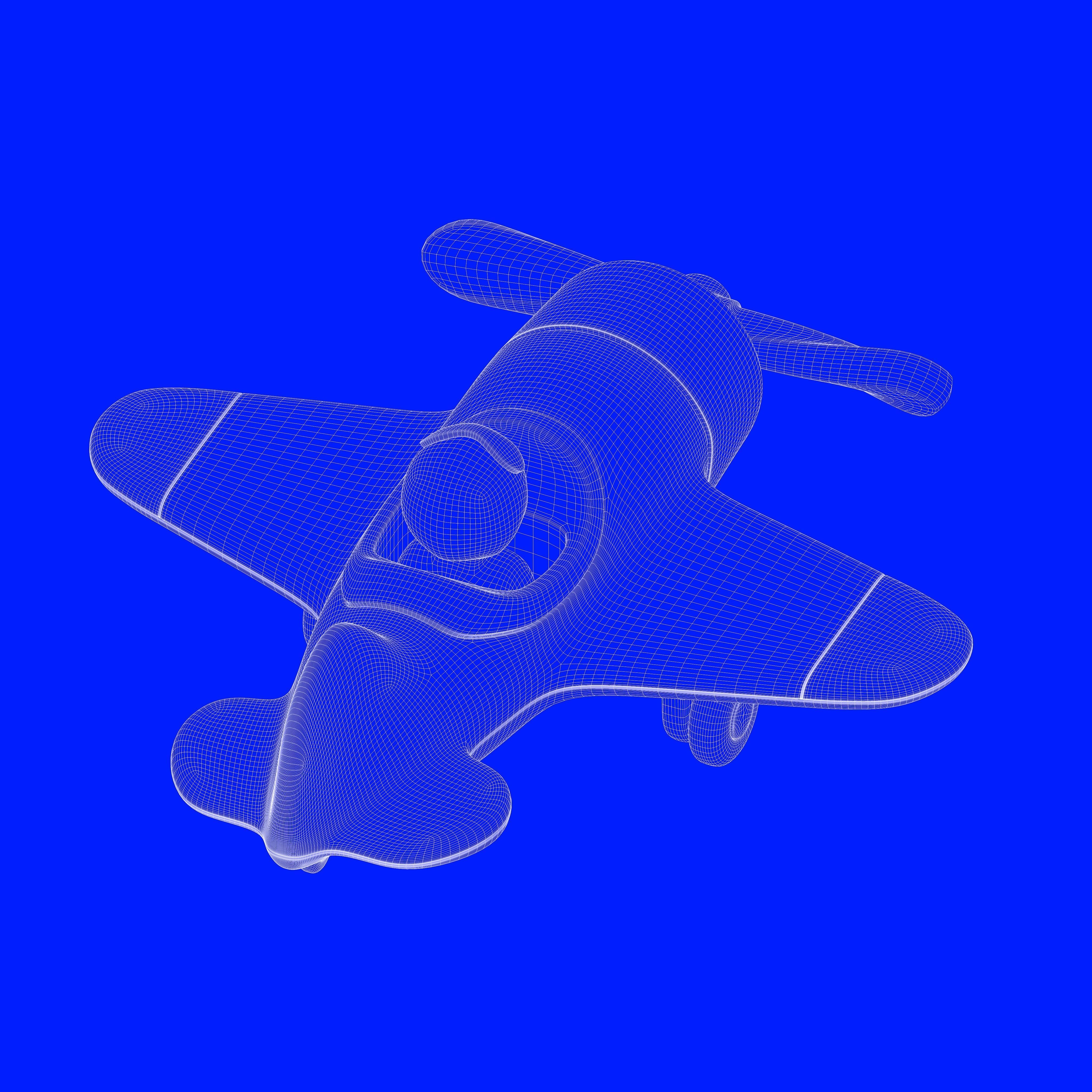 Cartoon Plane with Pilot Low-poly 3D model_11