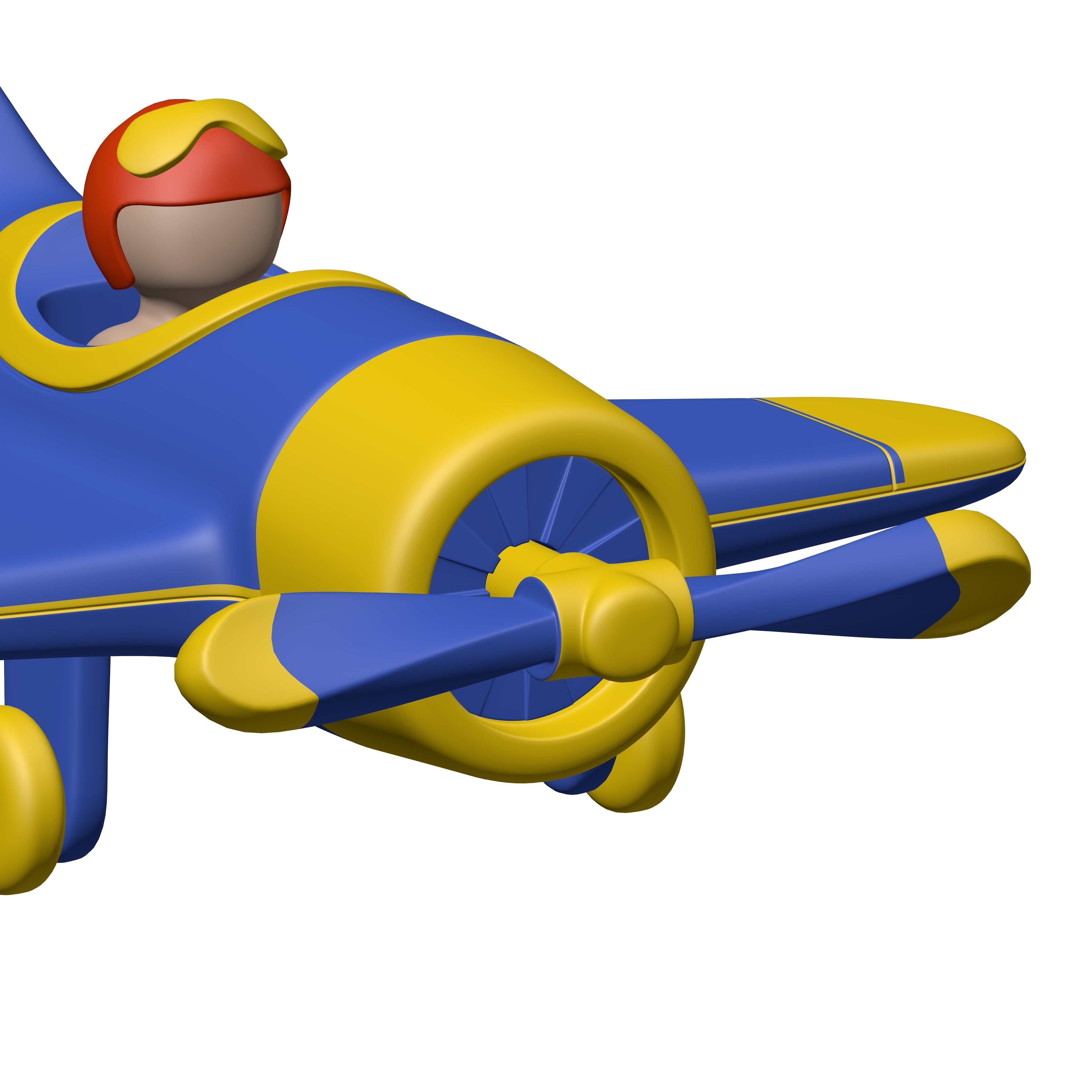 Cartoon Plane with Pilot Low-poly 3D model_5