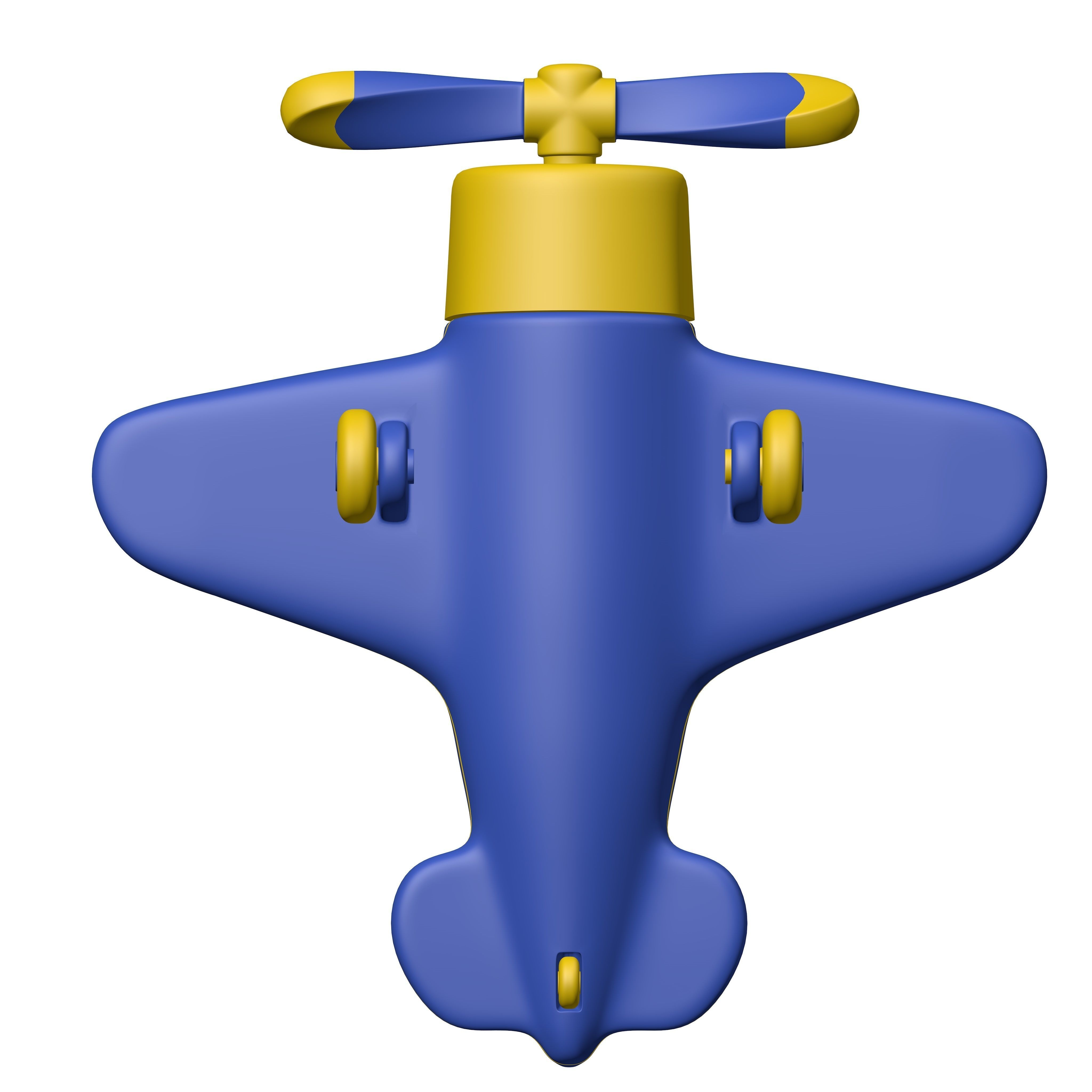 Cartoon Plane with Pilot Low-poly 3D model_4