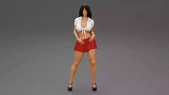 Sexy School Girl posing in Short Skirt 3D print model