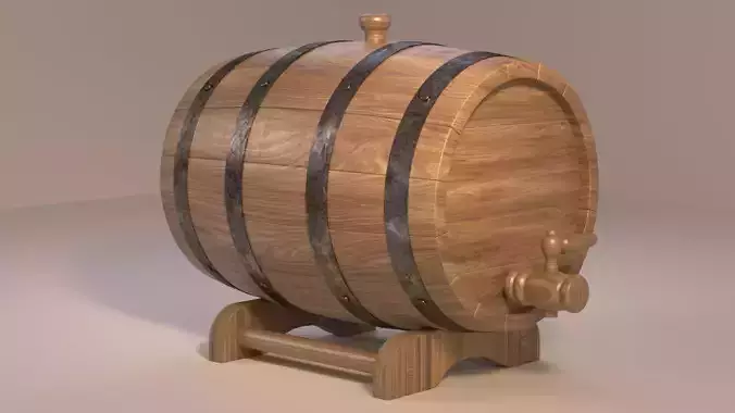 The barrel is wooden 3D model