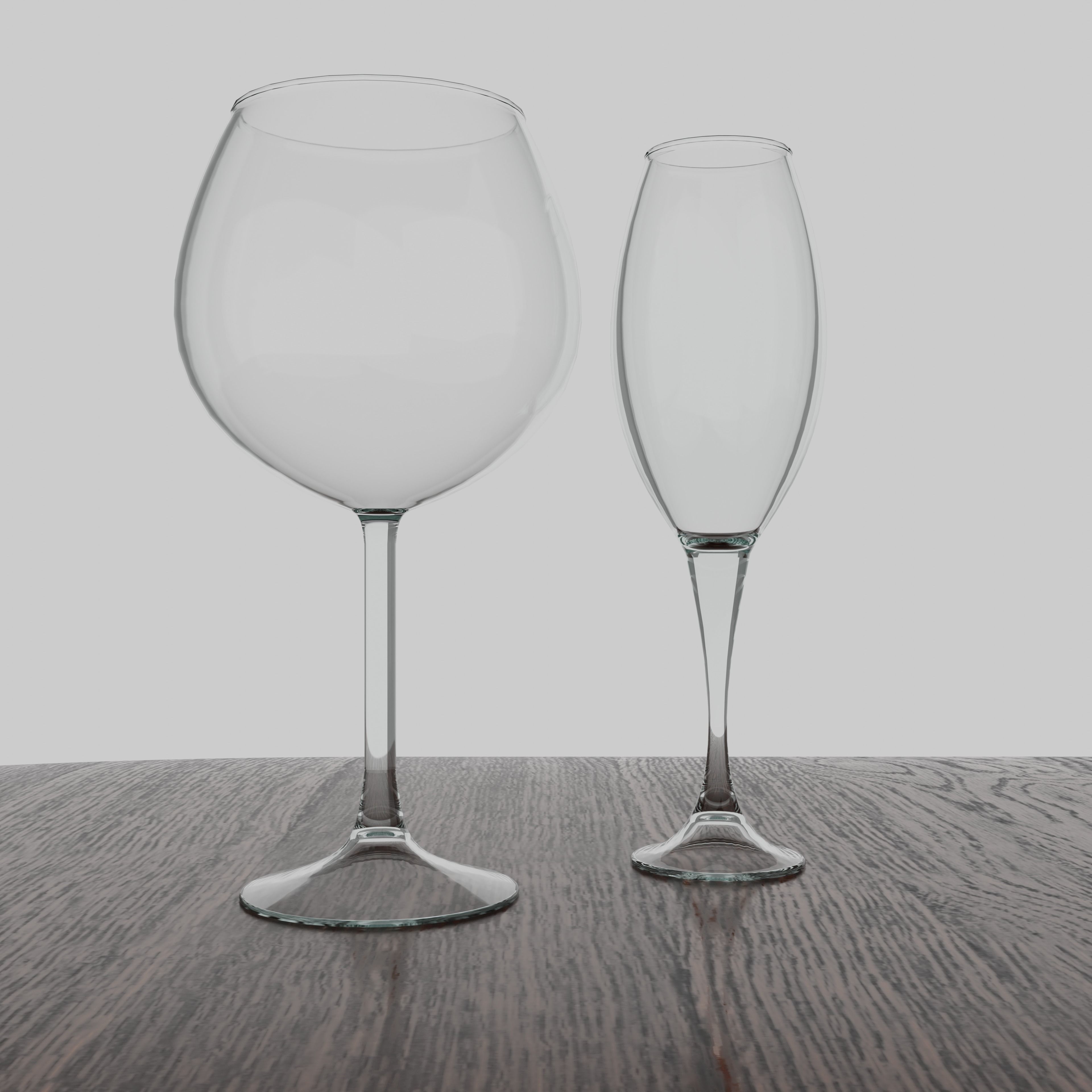 Glassware collection of 20 whole and broken glasses 3D model_4