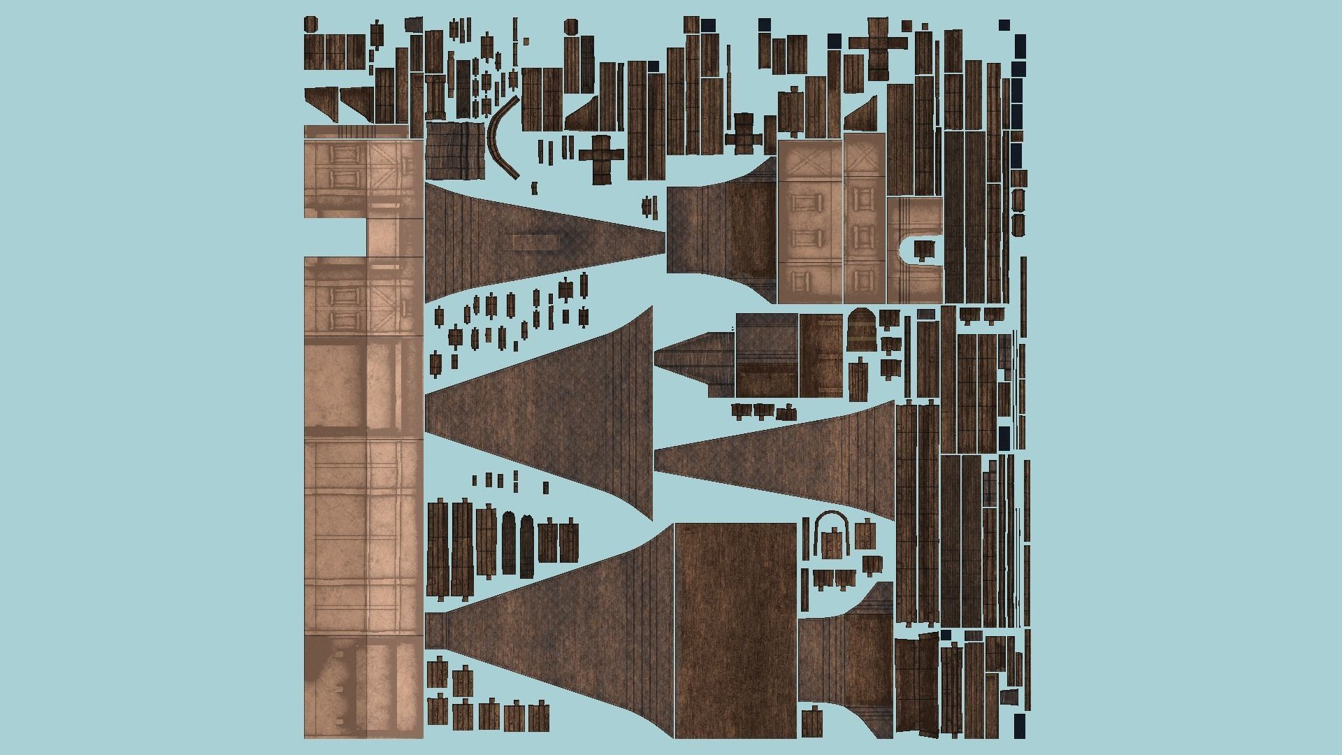 Medieval Building A06 Dark Wood - Scenery Backdrop House Low-poly 3D model_5