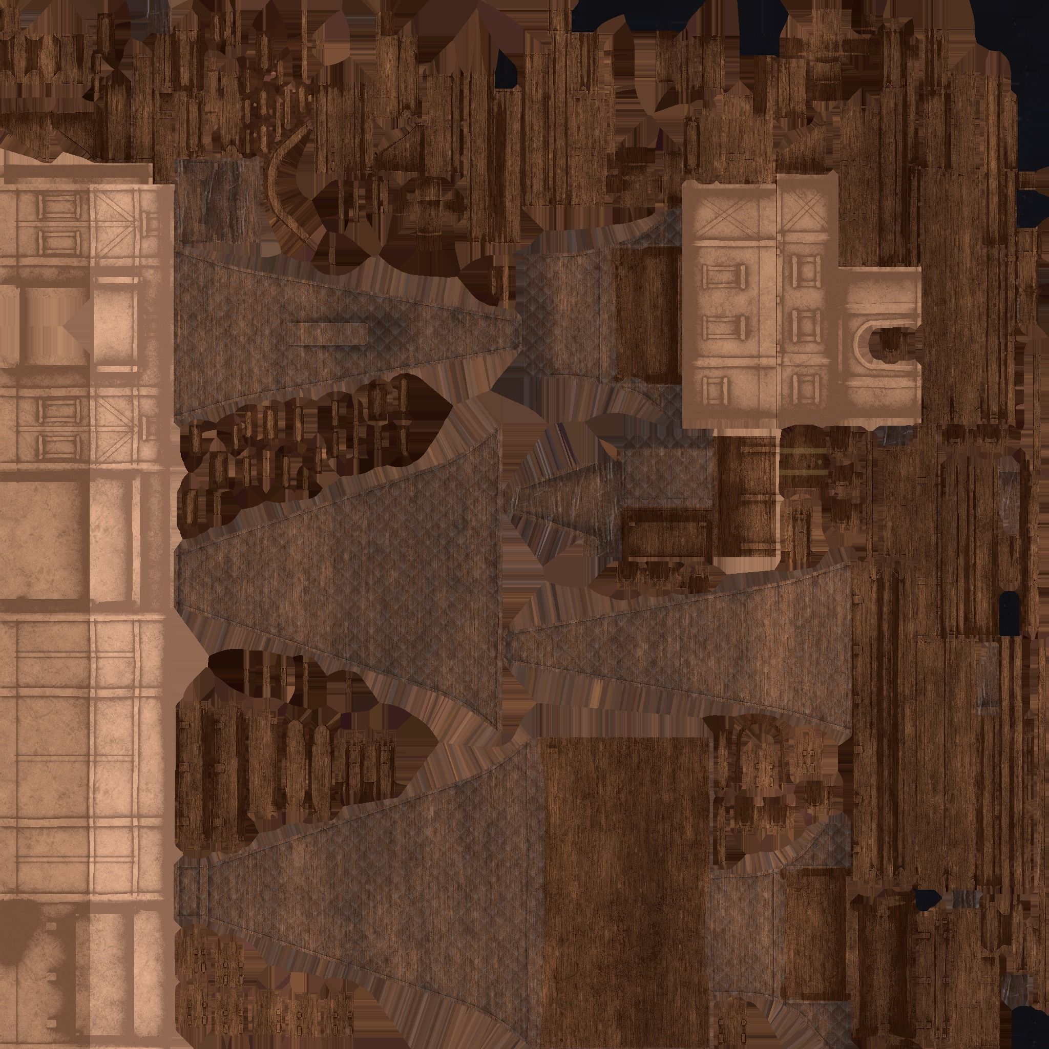 Medieval Building A06 Dark Wood - Scenery Backdrop House Low-poly 3D model_20