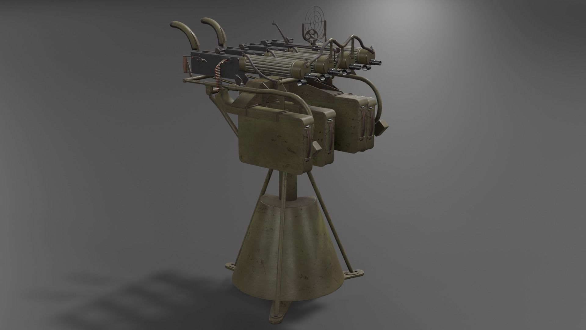 Quadruple mounted Maxim anti aircraft machine gun Low-poly 3D model_3