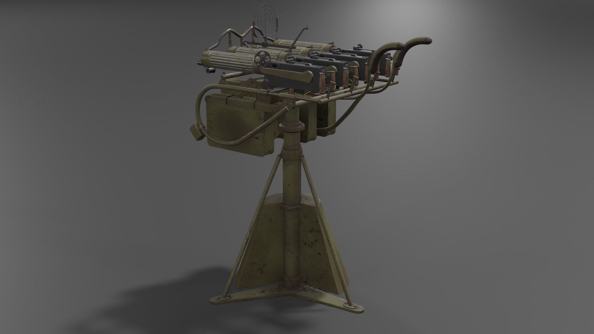 Quadruple mounted Maxim anti aircraft machine gun Low-poly 3D model_5