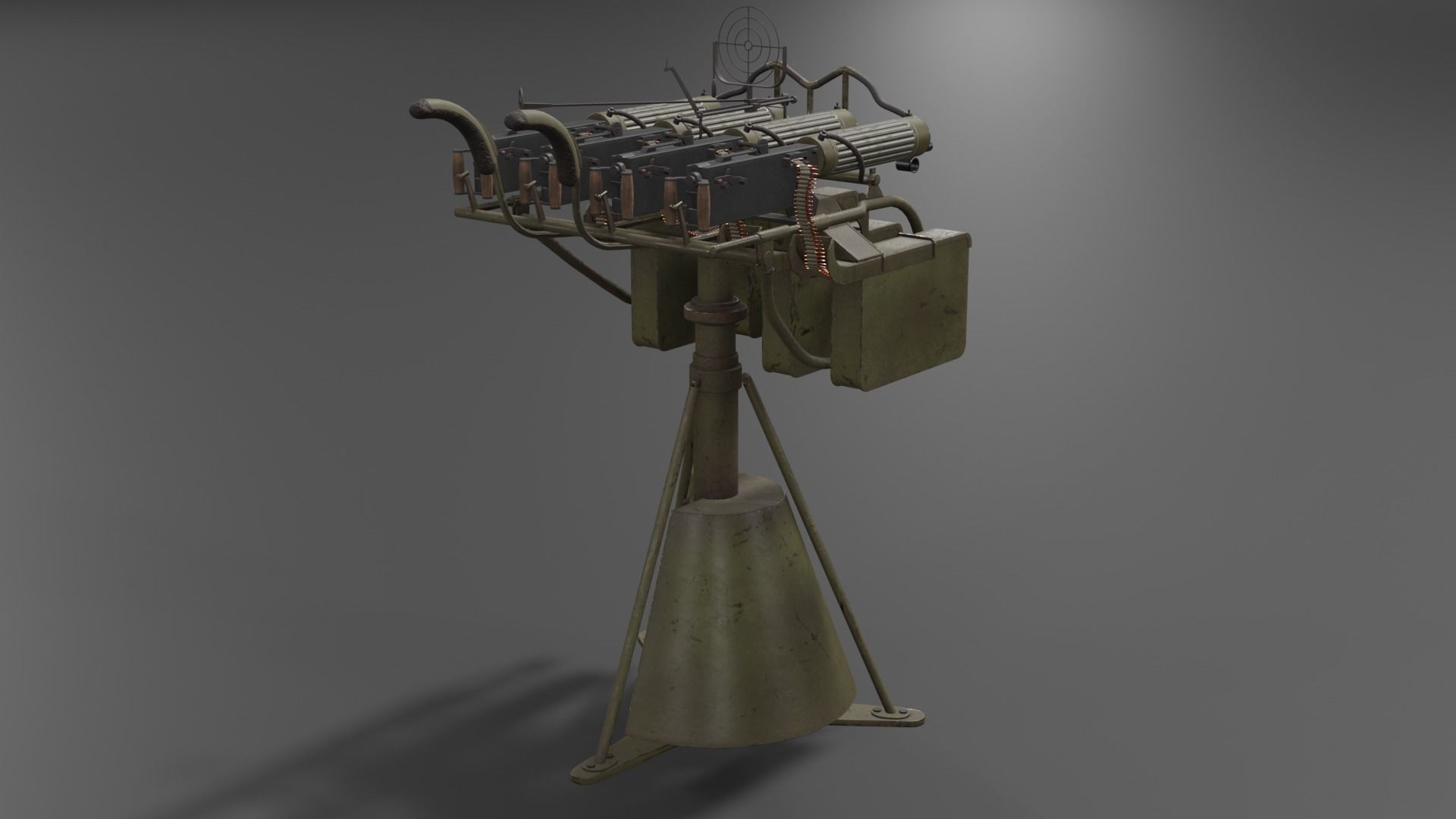 Quadruple mounted Maxim anti aircraft machine gun Low-poly 3D model_4