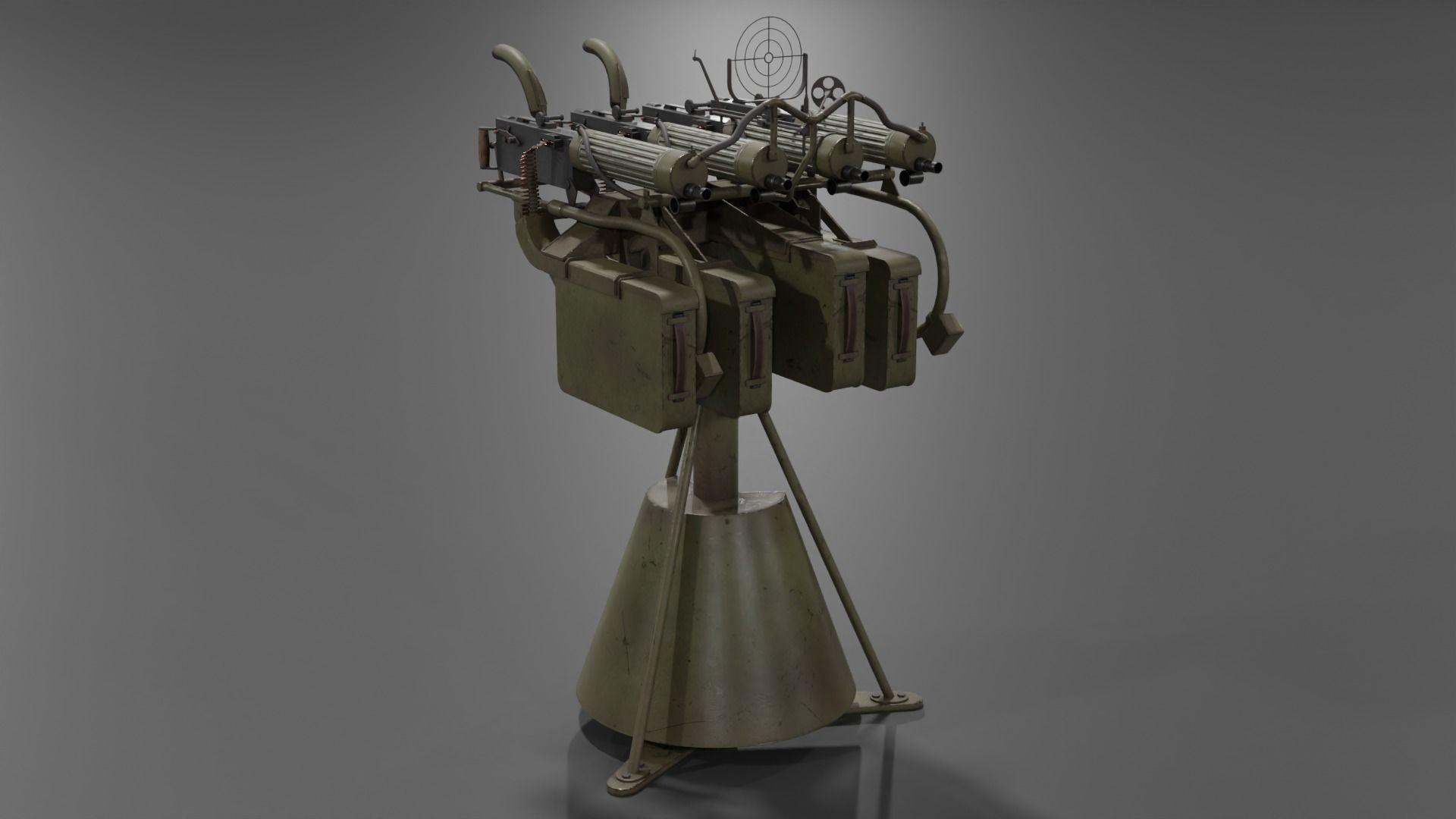 Quadruple mounted Maxim anti aircraft machine gun Low-poly 3D model_14