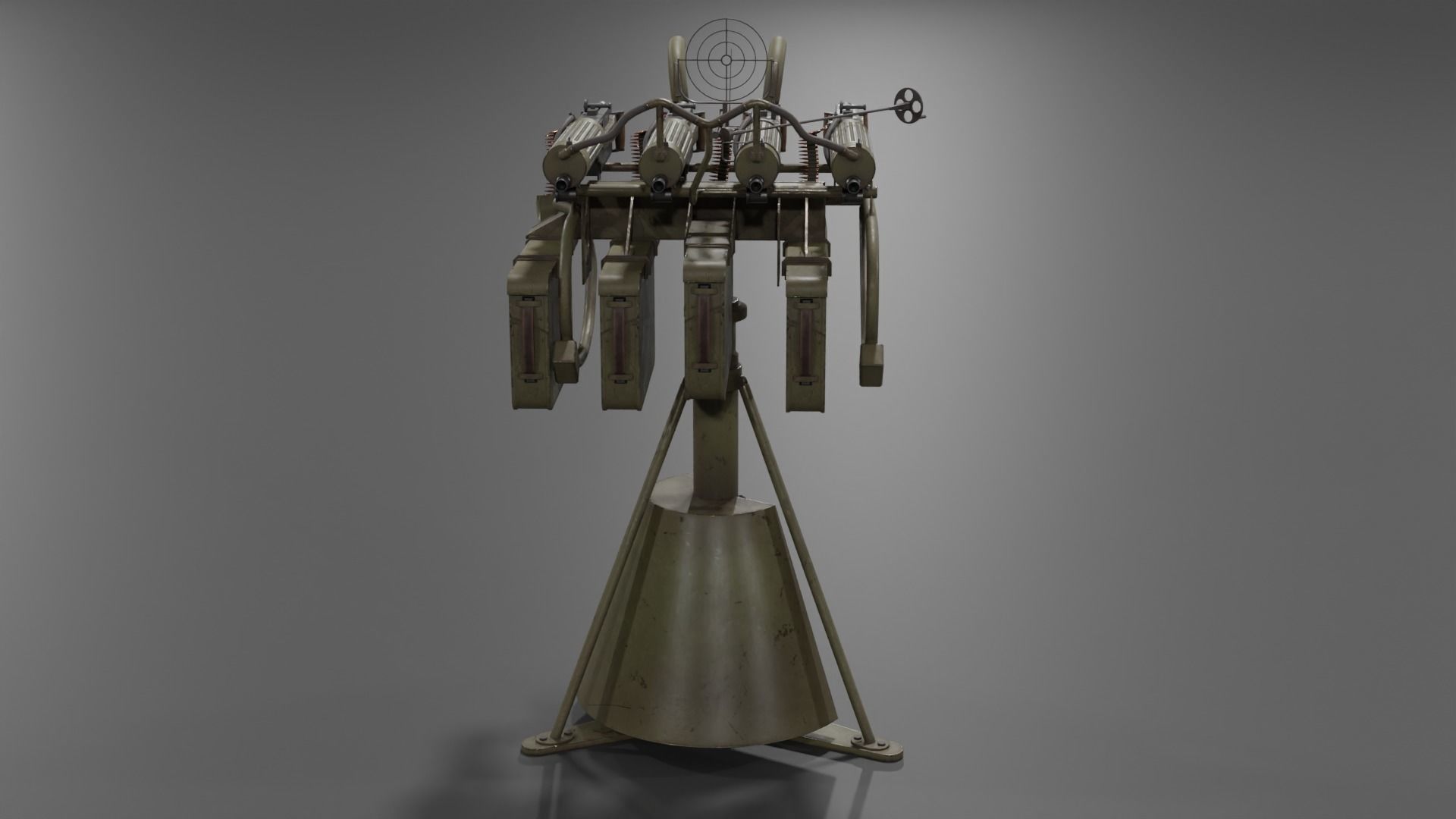 Quadruple mounted Maxim anti aircraft machine gun Low-poly 3D model_15