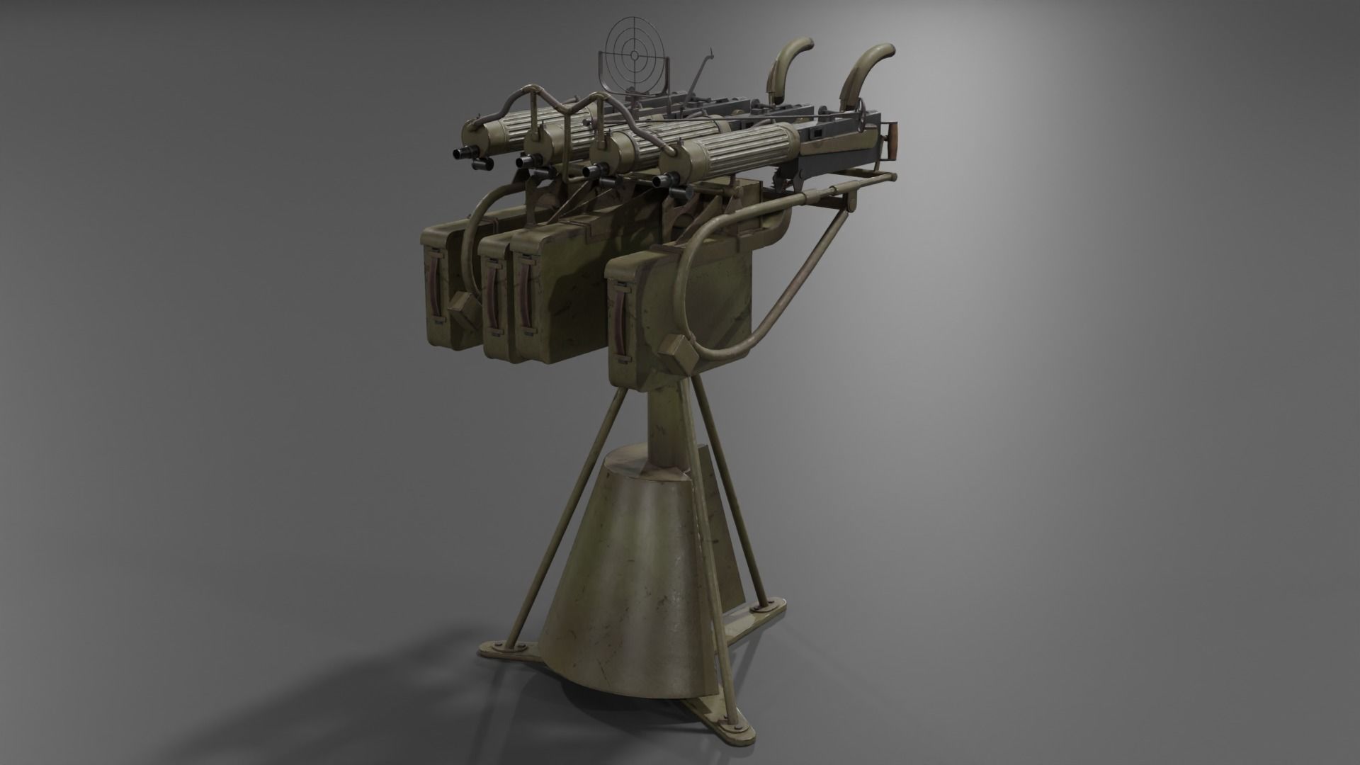 Quadruple mounted Maxim anti aircraft machine gun Low-poly 3D model_6