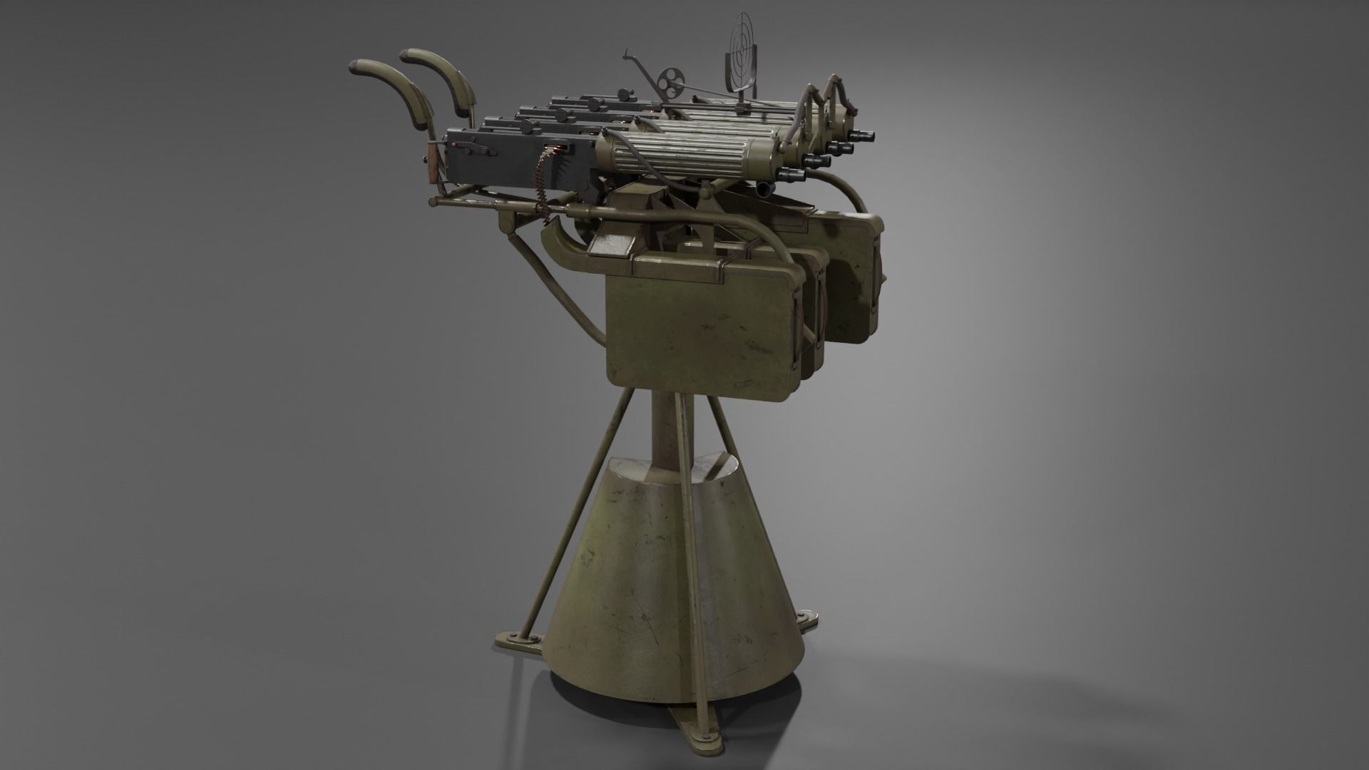 Quadruple mounted Maxim anti aircraft machine gun Low-poly 3D model_13