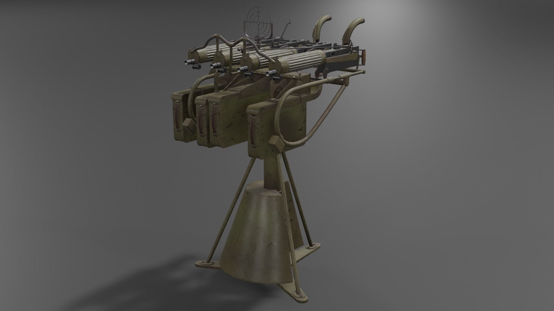 Quadruple mounted Maxim anti aircraft machine gun Low-poly 3D model_2