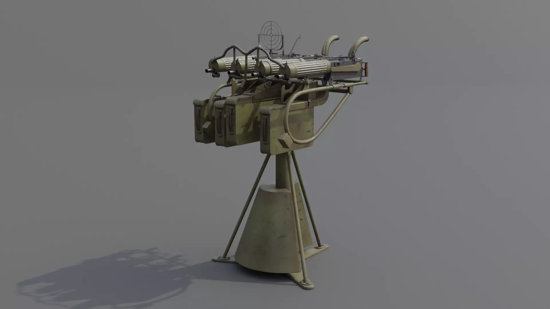 Quadruple mounted Maxim anti aircraft machine gun Low-poly 3D model_0