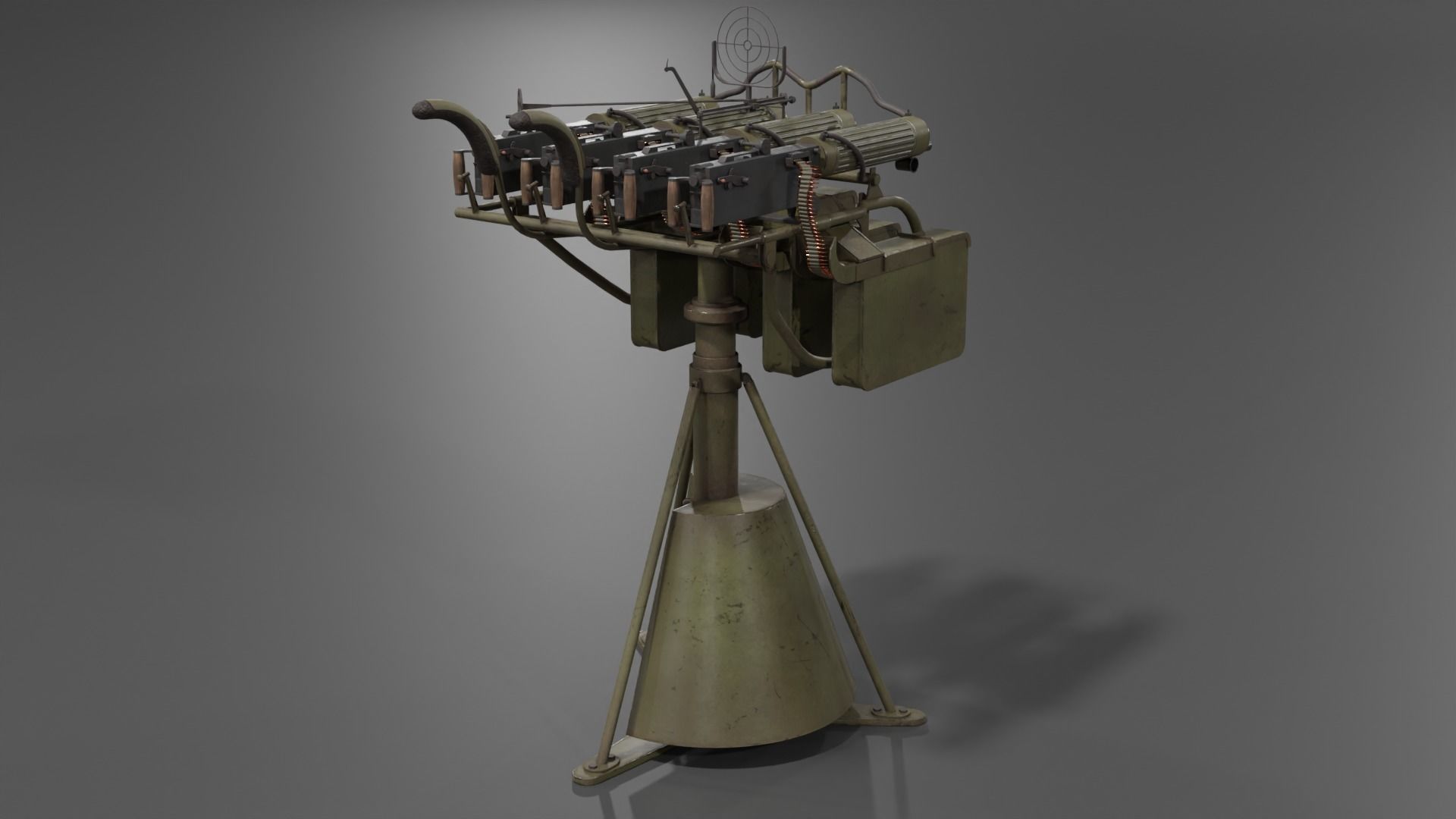 Quadruple mounted Maxim anti aircraft machine gun Low-poly 3D model_11