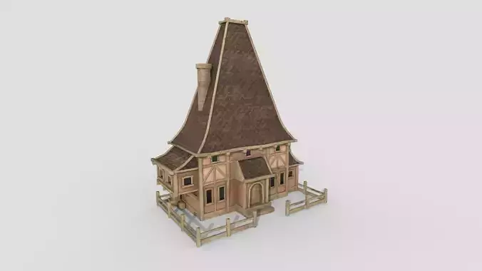 Medieval Building A07 Light Wood - Scenery Backdrop House