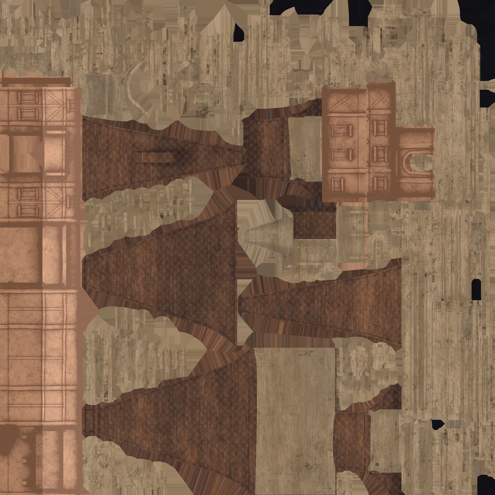 Medieval Building A07 Light Wood - Scenery Backdrop House Low-poly 3D model_20