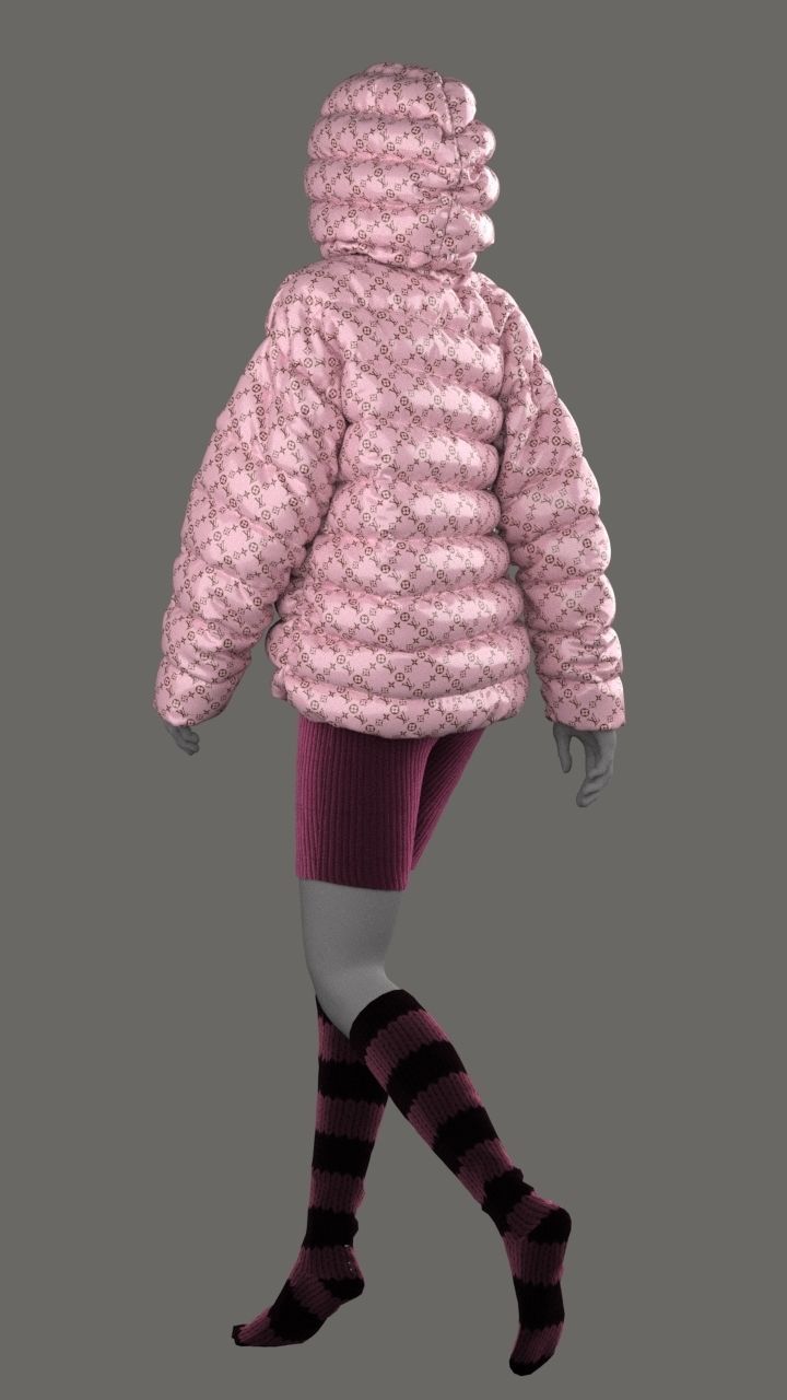 Puffer woman in jacket 3D model_7