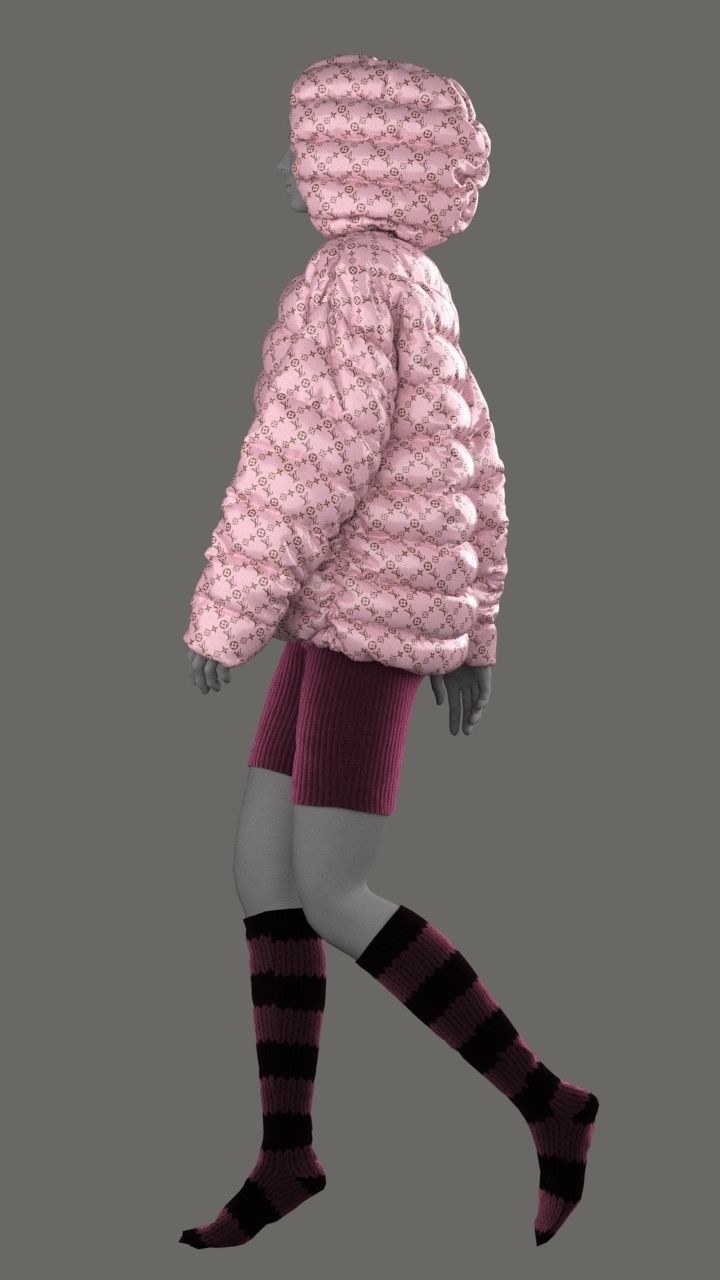 Puffer woman in jacket 3D model_8