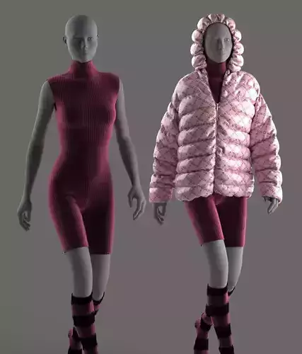 Puffer woman in jacket 3D model