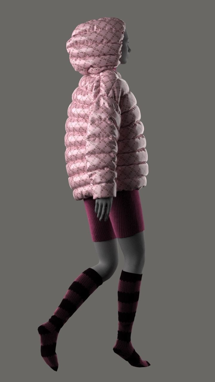 Puffer woman in jacket 3D model_5