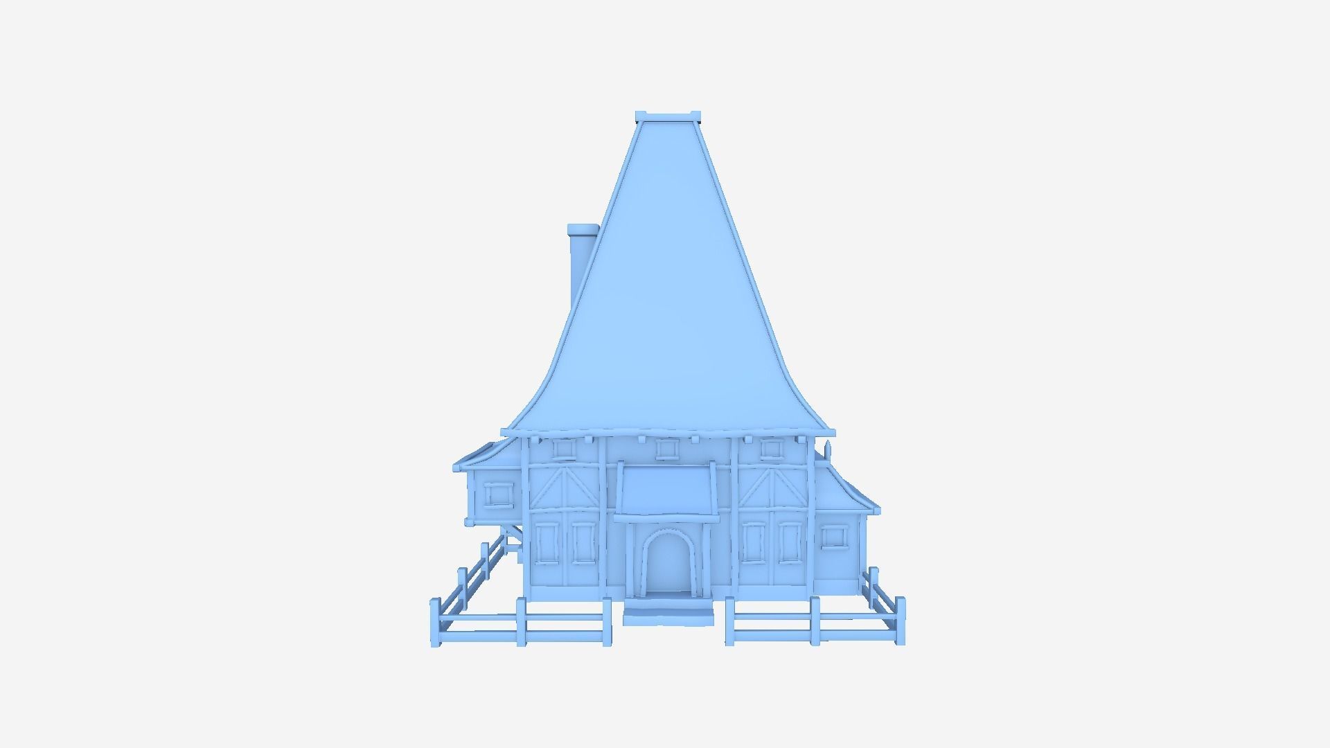 Medieval Building A09 Noble Wood - Scenery Backdrop House Low-poly 3D model_8