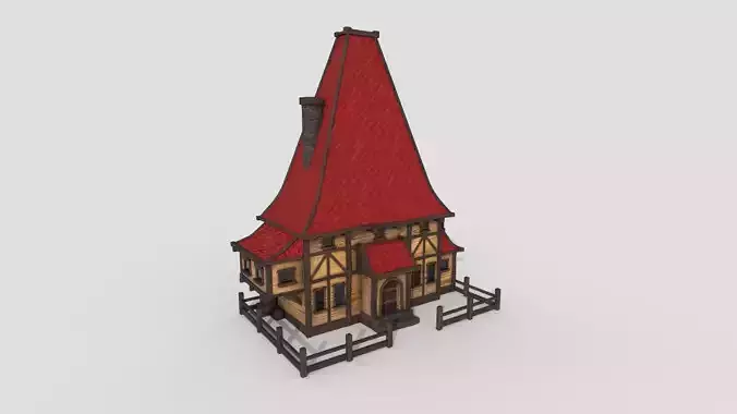 Medieval Building A10 Wood Red - Scenery Backdrop House
