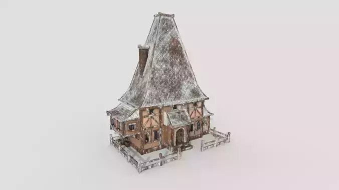 Medieval Building A11 Snow Wood - Scenery Backdrop House